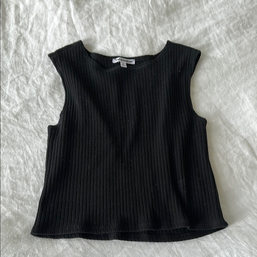 Reformation Black Sleeveless Ribbed Top